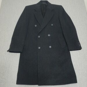 GGG Clothes Mens 40S Small Wool Cashmere Blend Double Breasted Coat Black Italy